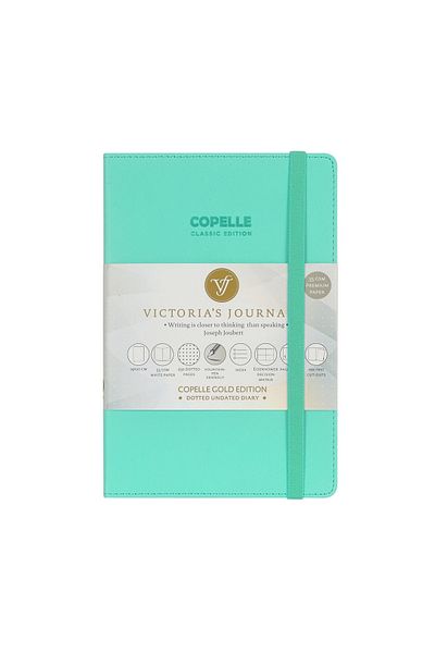 Victoria's Journals Copelle Gold Bujo Notebook 14x20 Cm 57 Gram Cream 152 Sheets 304 Pages Mint Green Dotted