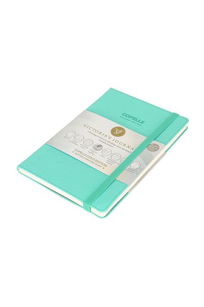 Victoria's Journals Copelle Gold Bujo Notebook 14x20 Cm 57 Gram Cream 152 Sheets 304 Pages Mint Green Dotted