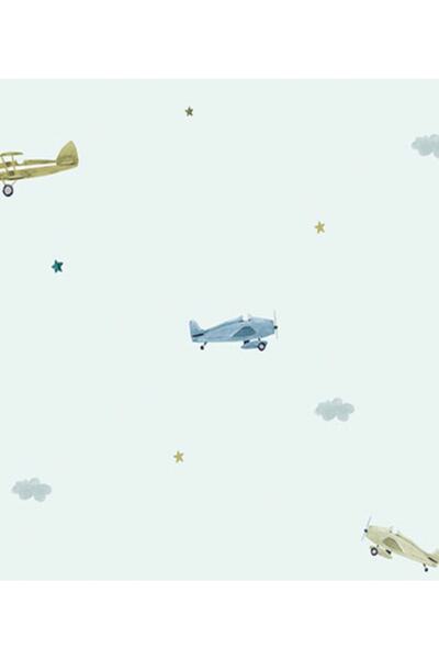 Adawall Uçak Ve Bulut Temalı Çocuk Ve Bebek Odası Duvar Kağıdı Non-woven Kağıt Taban