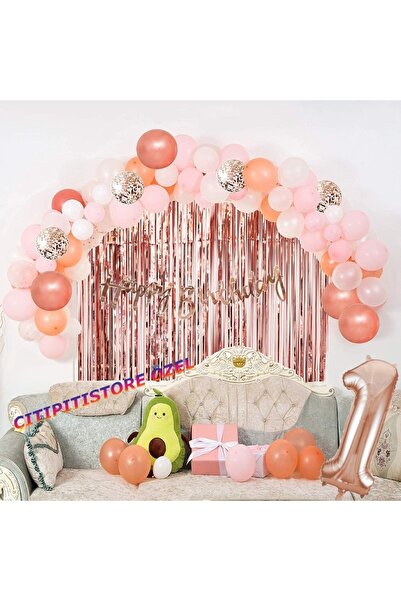 DÜVENCİ TİCARET Σετ γενεθλίων 1 έτους Çıtıpıtıstore σε ροζ χρυσό