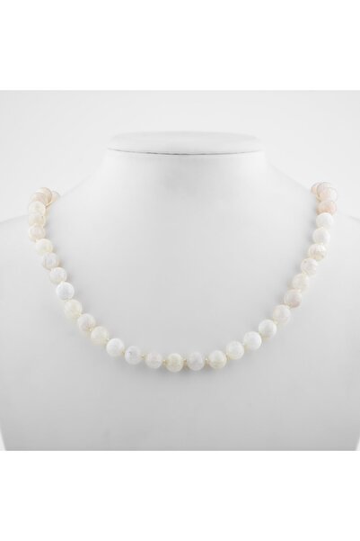 Safnaturel Ay Taşı 8 Mm Düğümlü Doğal Taş Kolye