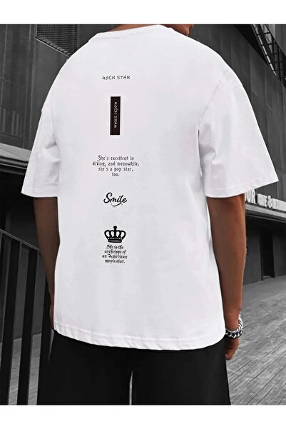 YUVEST Λευκό μπλουζάκι Blackrock Unisex Rock Star Oversize Crew Neck