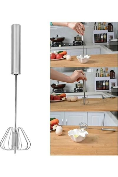 Hilamingo Home Steel Egg Beater Mixer Mixer + Dough Cutter Spatula Flour Sifter Cocoa Powder Sifting Set