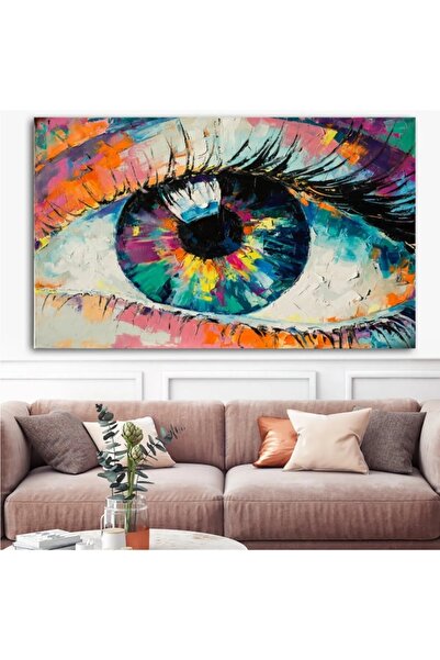 CANVASUM Dev Boyut Yağlı Boya Görünümlü Dekoratif Renkli Göz Kanvas Tablo Dr0171