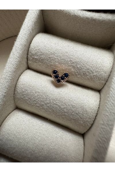 ringbox Gold Zircon Navy Blue Jewelled Heart Model Tragus Piercing Cartilage Earrings