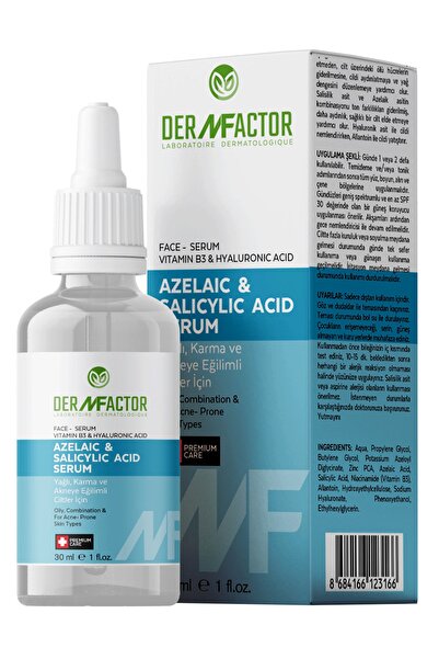 DERMFACTOR Azelaıc & Salıcylıc Acıd Serum Yağlı, Karma Ve Akneye Eğilimli Ciltler Için