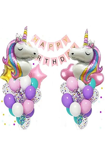 DÜVENCİ TİCARET Çıtıpıtıstore Unicorn Doğum Günü Balon Seti