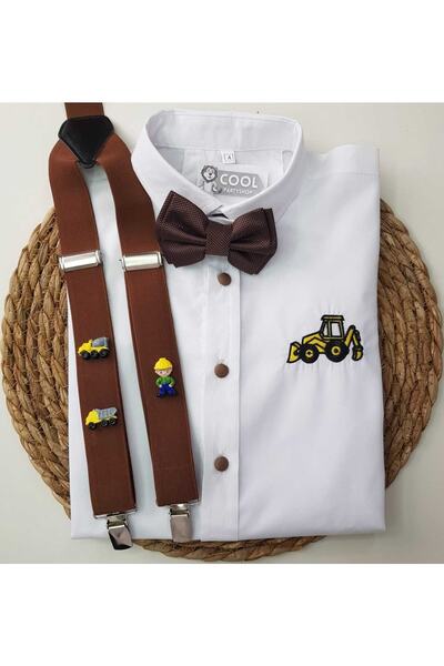 cool partyshop قميص ربطة عنق بحمالات بمفهوم البناء