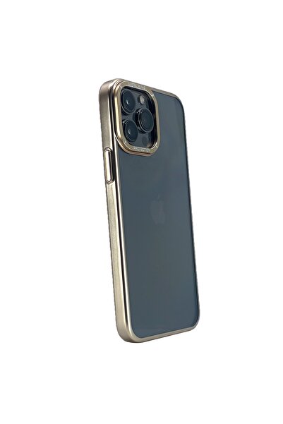 Nettech Apple iPhone 13 Pro Max Compatible Mica Colored Metal Frame Series Back Protection Case - Gold