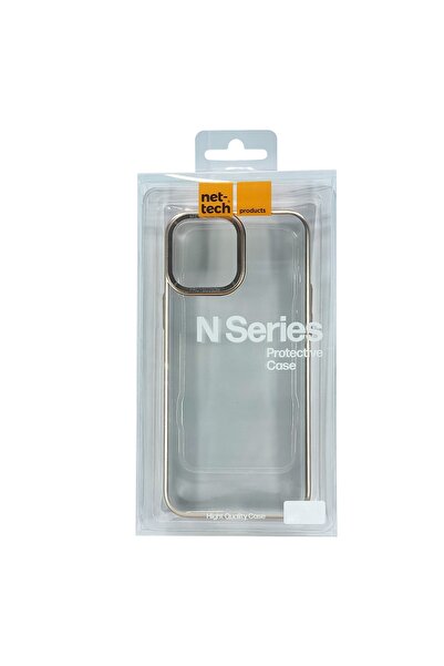 Nettech Apple iPhone 13 Pro Max Compatible Mica Colored Metal Frame Series Back Protection Case - Gold