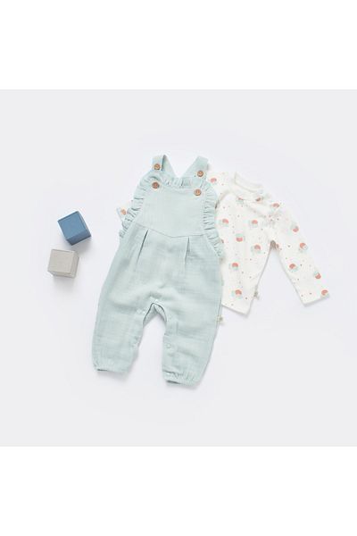 Biorganic Organic Salopet Jumpsuit Pretty Ears Bunny Mint