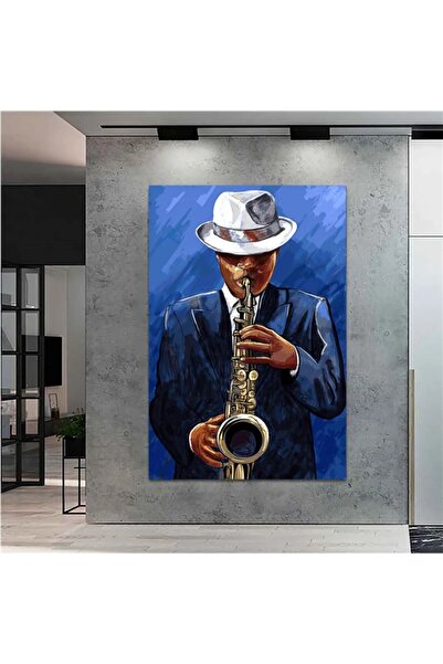 CANVASUM Extra Dev Boyut Soyut Saksafon Çalan Adam Kanvas Tablo Dr0166
