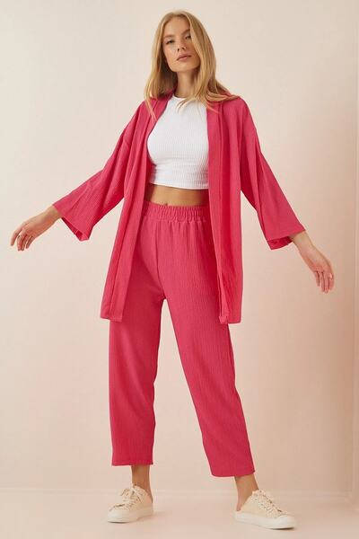 Look Kadıköy Bürümcük Kimono Trousers Set Trendyo Happiness Cool