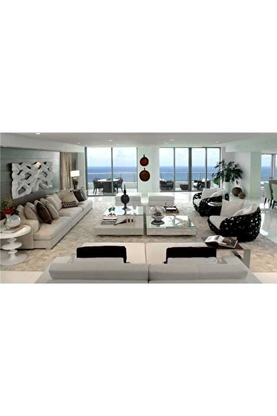 LUXURY VİLLA Luxury Normal Aynalı&beyaz Camlı 4 Parçadan Oluşan Orta Sehpa 15...