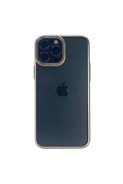 Nettech Apple iPhone 13 Pro Max Compatible Mica Colored Metal Frame Series Back Protection Case - Gold