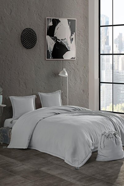 Zeliha Baysan Alba Muslin Double Bed Cover Set Gray
