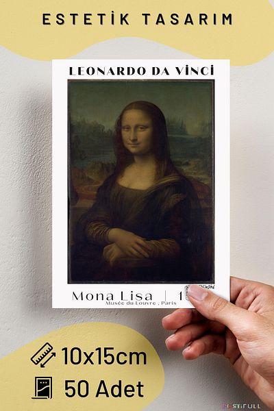 Postifull Σετ κολάζ Leonardo Da Vinci με καλλιτεχνικές κάρτες αφίσας, δώρο ταινίας - 50 τεμάχια 10*15cm