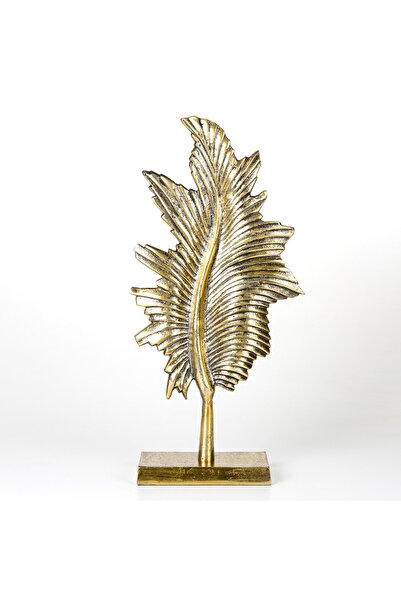 Herdekora Dekoratif Metal Kaideli Yaprak Gold Eskitme 23x48x9,5 Cm.