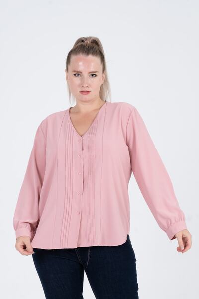 Shahiqa Büyük Beden V Yakalı Gömlek