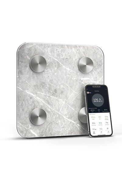 Nautica Marble Collection Vücut Analizli Akıllı Bluetooth Tartı Baskül Gri