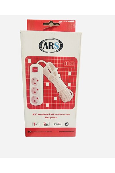 Ars 3 Lü Anahatarlı 5 Mt Kablolu Akım Korumalı Grup Priz