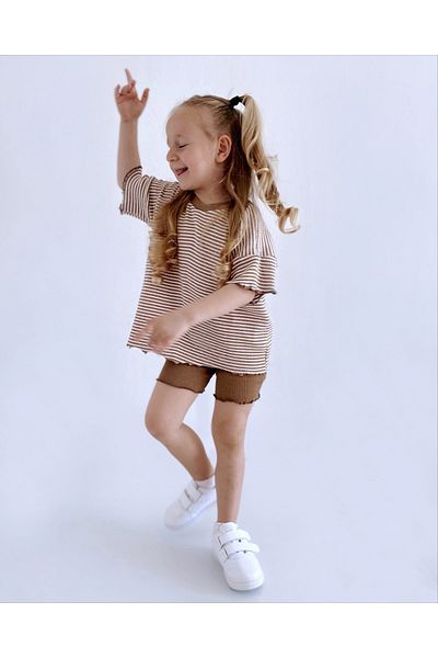 le petit sole Girl's Mony Short Bottom Top Set