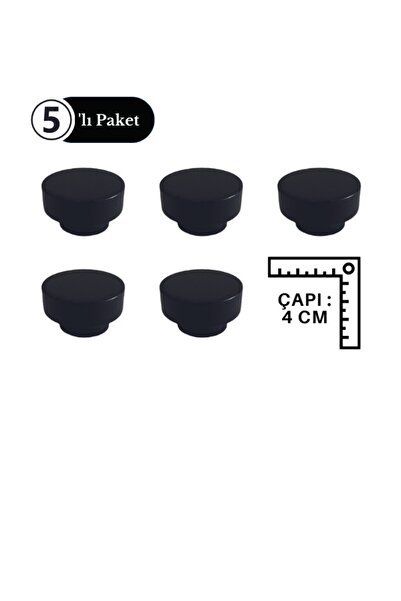 TURUNÇ AKSESUAR 5 Adet Minik Siyah Yuvarlak Kulp- Bebek Çocuk Genç Odası Kulp...