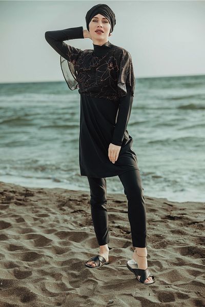 İYİBU Tesmay Hijab Swimsuit Fully Covered Pareo 4-Piece Set Hijab Swimsuit