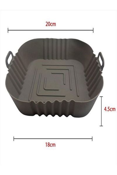 GÜZEŞTE 20 cm Mink Colored Heat Resistant Washable Silicone Oven and Airfryer Square Model Baking Mat