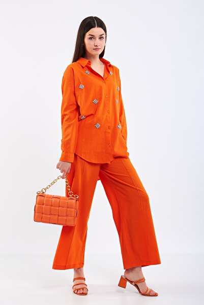 Pousse Collection قميص وسروال مزدوج مطرز بالأحجار