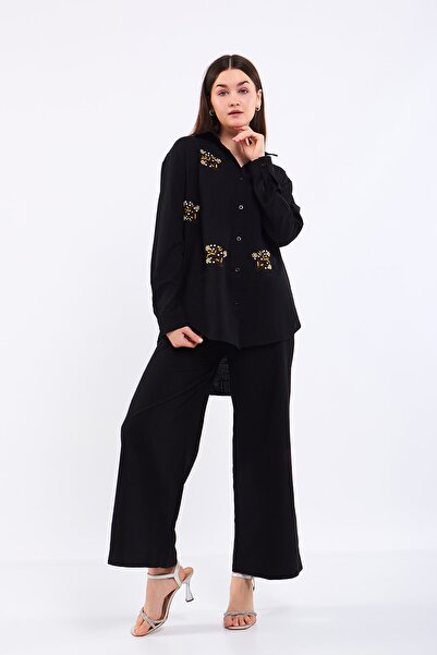 Pousse Collection قميص وسروال مزدوج مطرز بالأحجار