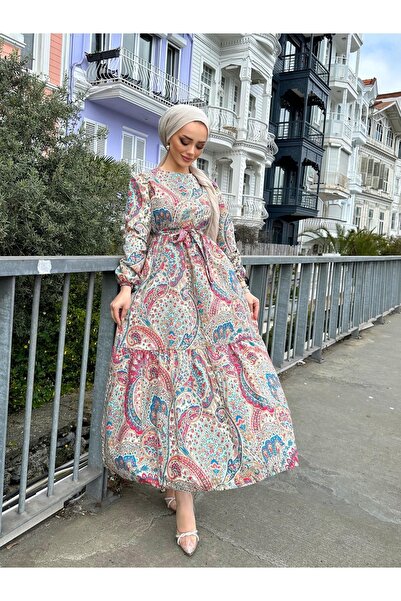 lurex moda Ethnic Pattern Layered Dress