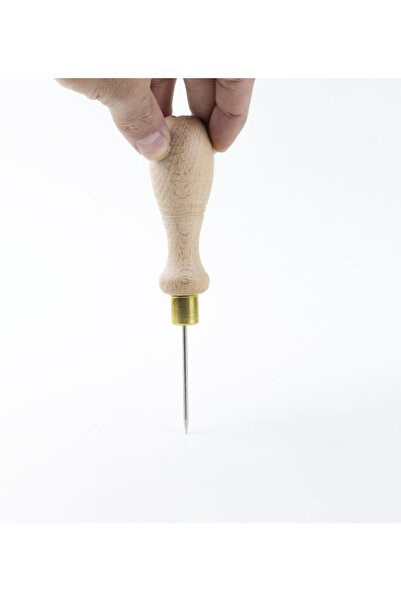 AiryFooT Ahşap Saplı Biz 1 Adet Deri El Aleti