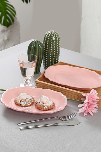 Keramika Romeo Light Pink Boat Plate - 25 Cm, 2 Pieces 551