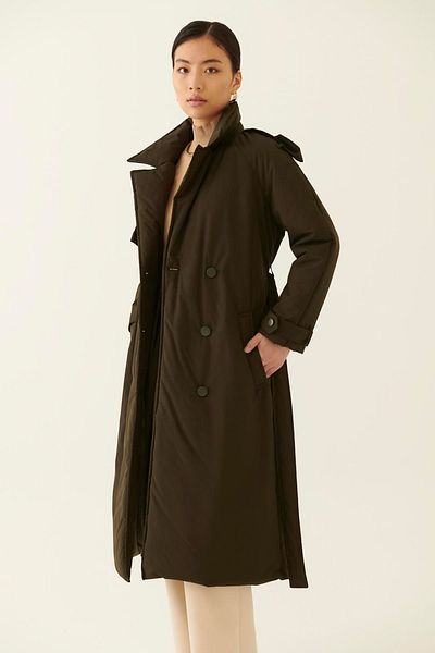Perspective Clairs Regular Fit Men's Collar Midi Length Khaki Color Women's Coat