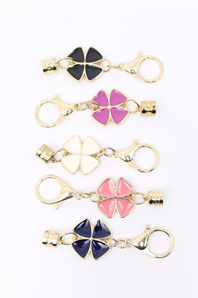 ERDAL DERİ سلسلة مفاتيح ذهبية مزينة بالبرسيم مكونة من 5 قطع