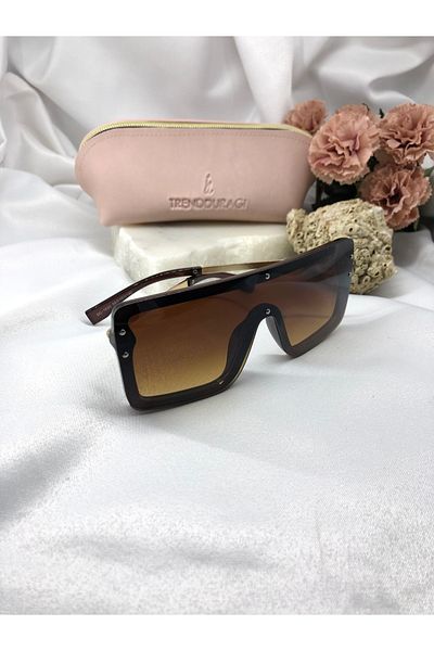 Di Caprio Serie Rectangle Design Brown Women's Sunglasses