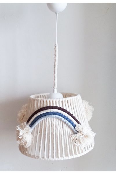 C&A&B KUZEY AVİZE Ecru Macrame String Wrap Rainbow Applique Design Baby Boy Child-Teen Room Pendant Lamp Chandelier(39)