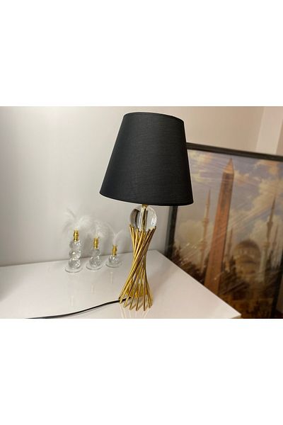 asellus Misbah Twist Lampshade Table Lamp Crystal Glass Gold Plated, Lampshade