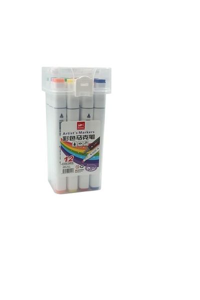 hobi market art Set of 12 Double Sided Marker Pen Set Double with Bag