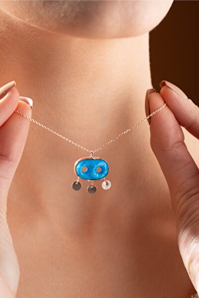 Zundesilver 925 Ayar Pullu Süryani Nazar Boncuğu Gümüş Kolye