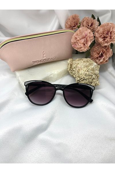 Di Caprio Sista Round Design Black Women's Sunglasses