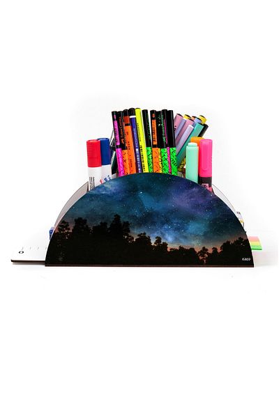 kutuTR Wooden Vip Sky Series Model Rainbow Ruled Desktop Pen Holder Organizer Assembled Boxed