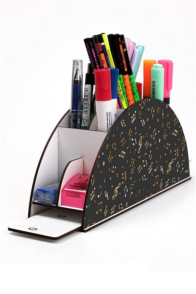 kutuTR Wooden Vip Sheet Music Model Rainbow Ruled Desktop Pen Holder Organizer Assembled Boxed