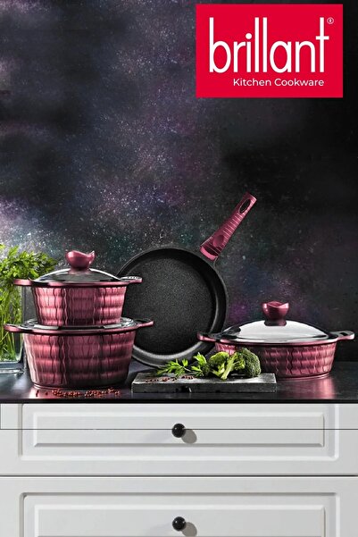 Brillant 7 Parça Döküm Tencere Seti Sirius Yanmaz Yapışmaz Tencere Seti