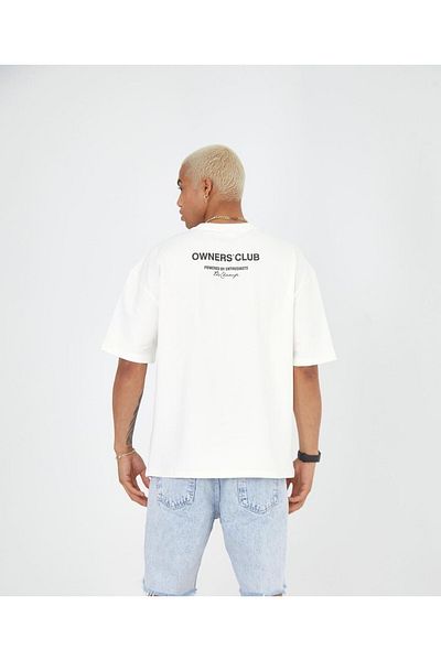 Machetta Tricou supradimensionat din bumbac cu imprimeu Owners' Club, cu detaliu la piept