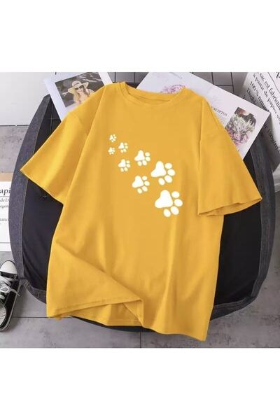 blausee wear Γυναικείο μπλουζάκι με στάμπα Paw Oversize