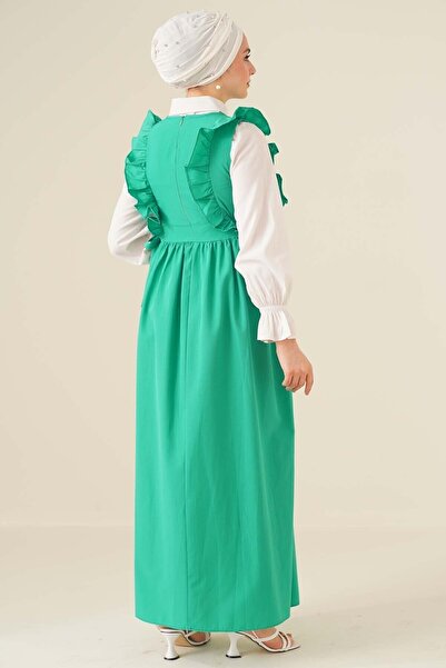 VOLT CLOTHİNG Zelené hidžábové šaty Gilet - volán na ramenou