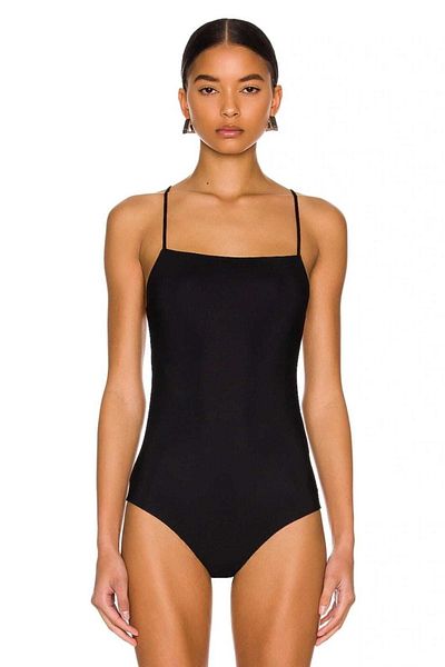 Zagrep Women's Black Strappy Silk Jersey Bodysuit