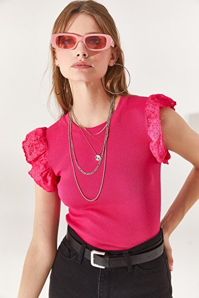 Olalook Γυναικεία φούξια φούξια μπλούζα από βαμβακερή λύκρα BLZ-19002254